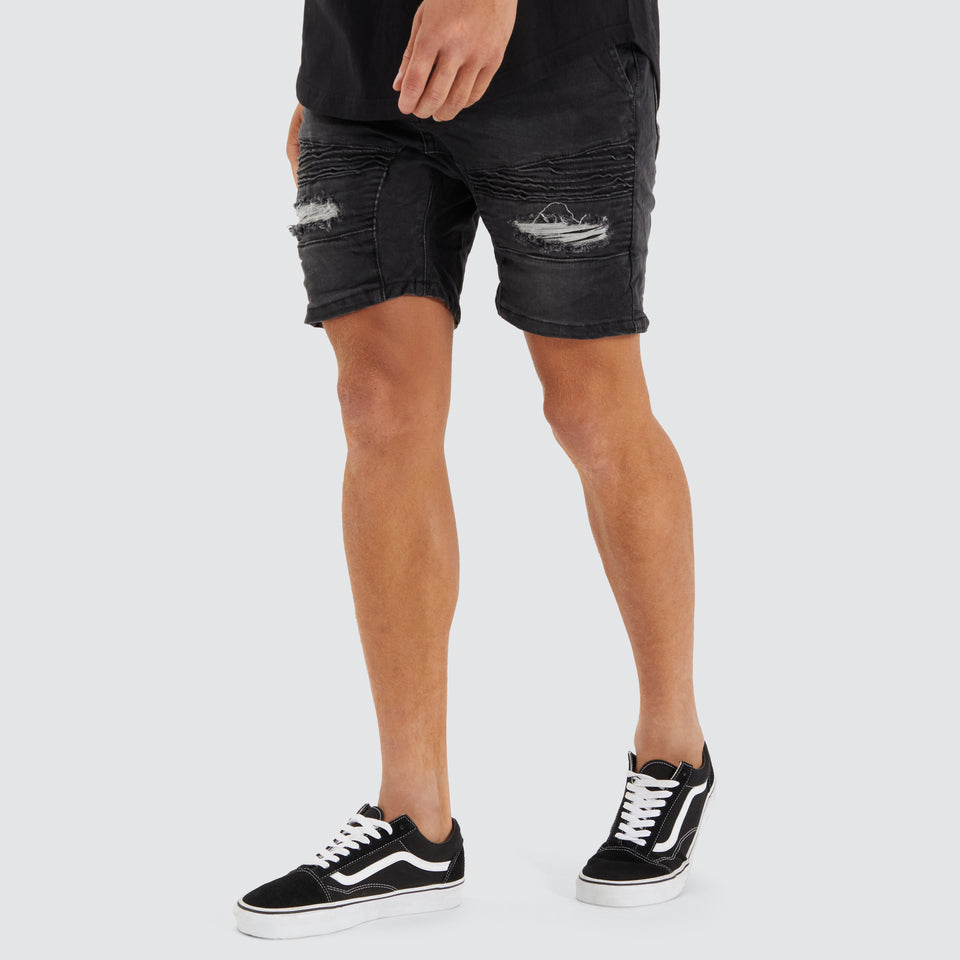 Nena And Pasadena Viper Denim Short - Heavy Metal