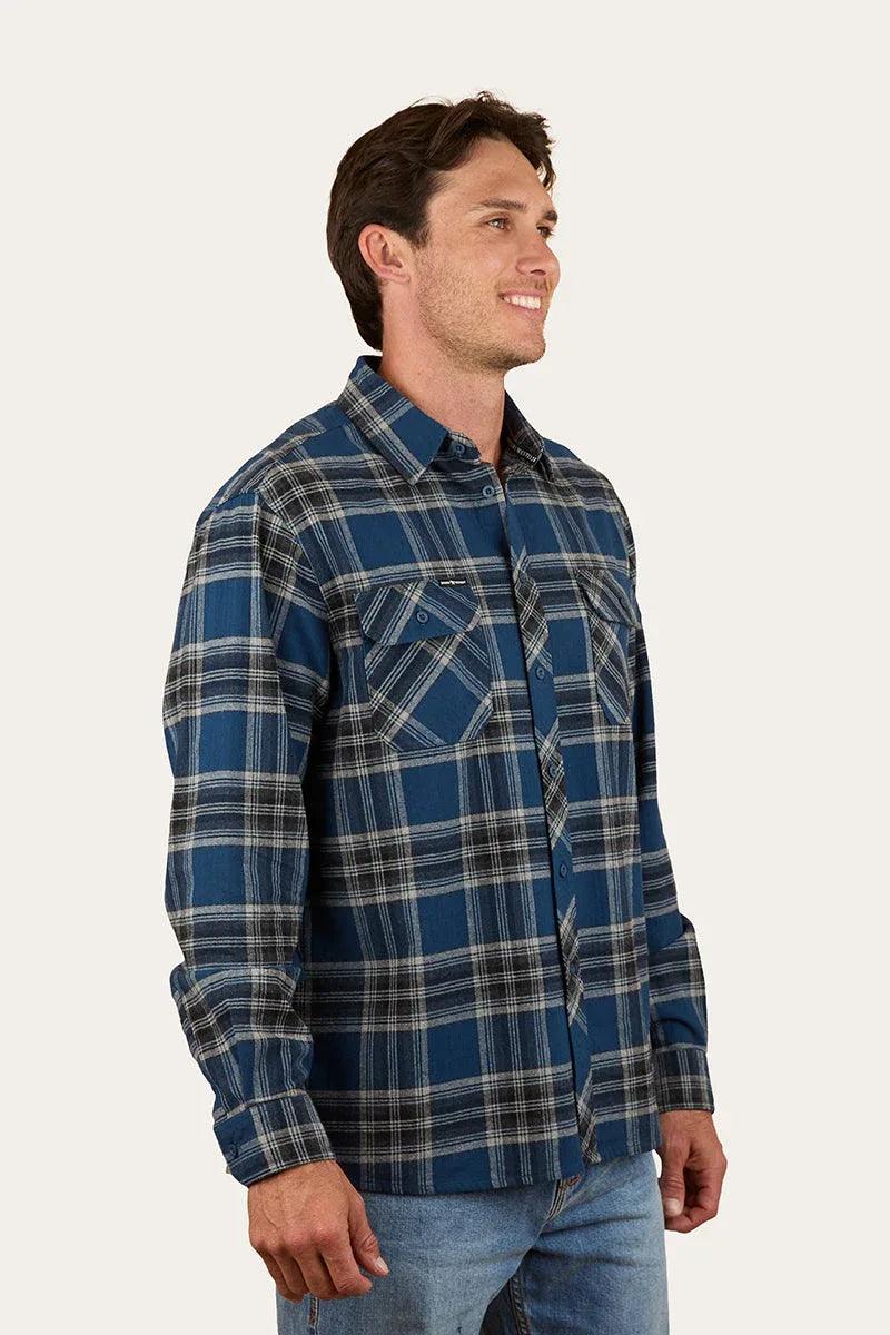 Ringers Western Nambour Mens Full Button Flannel - Petrol Blue