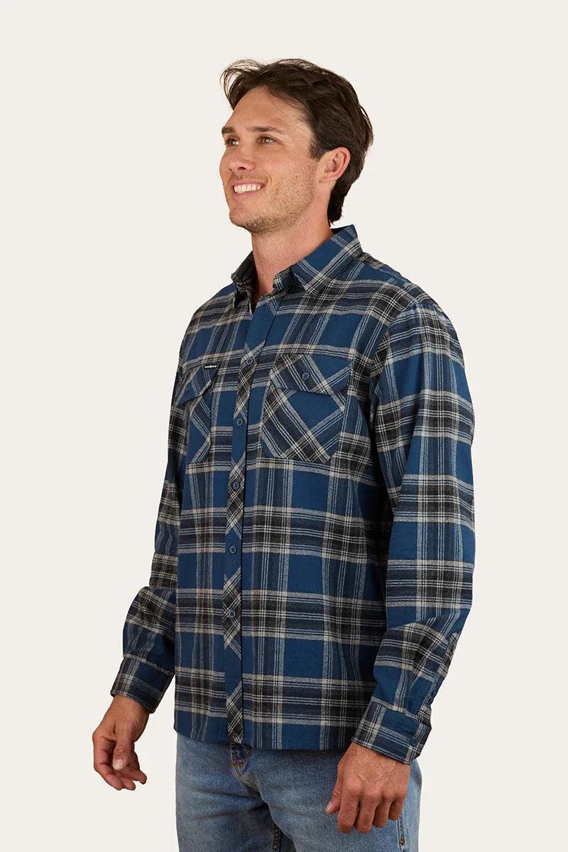 Ringers Western Nambour Mens Full Button Flannel - Petrol Blue