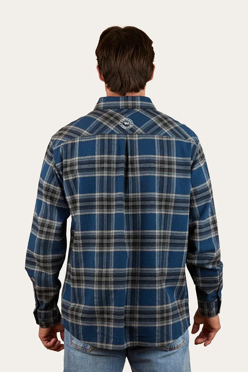 Ringers Western Nambour Mens Full Button Flannel - Petrol Blue