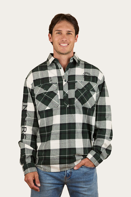 Ringers Western Kingswood Mens Half Button Flannel - Pine / White