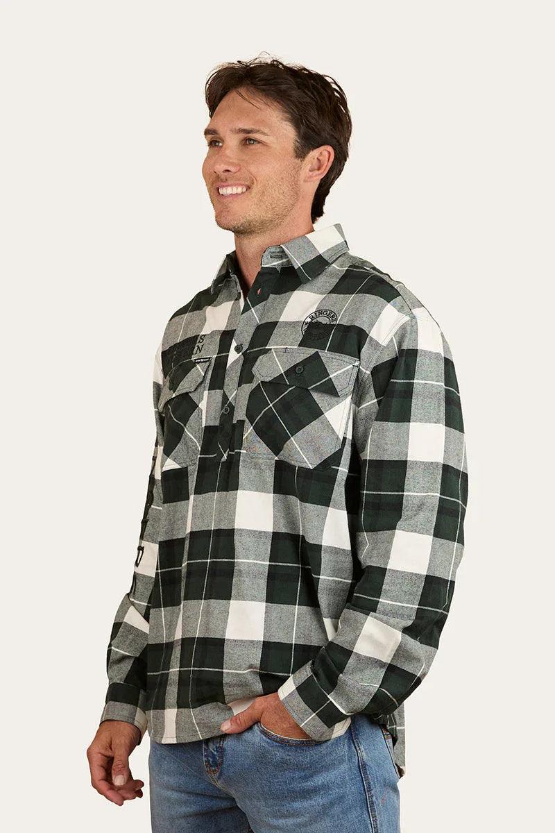 Ringers Western Kingswood Mens Half Button Flannel - Pine / White