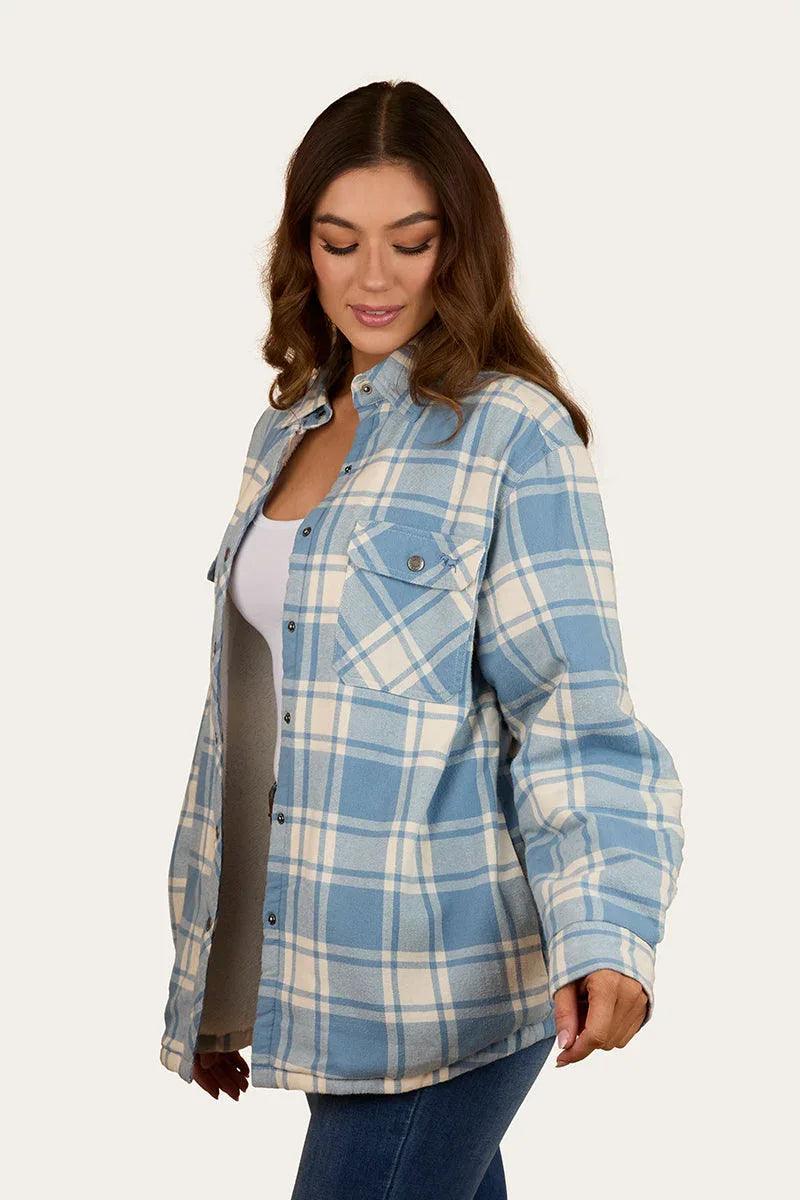 Ringers Western Sadie Womens Sherpa Flannel - Faded Denim / Off White