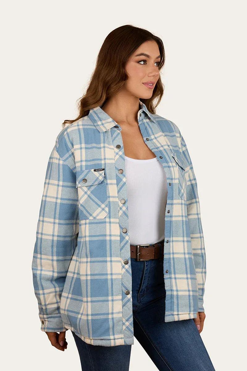 Ringers Western Sadie Womens Sherpa Flannel - Faded Denim / Off White