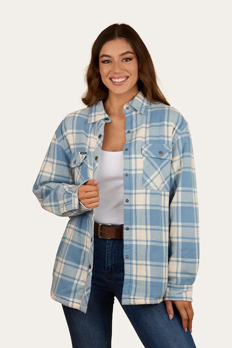 Ringers Western Sadie Womens Sherpa Flannel - Faded Denim / Off White