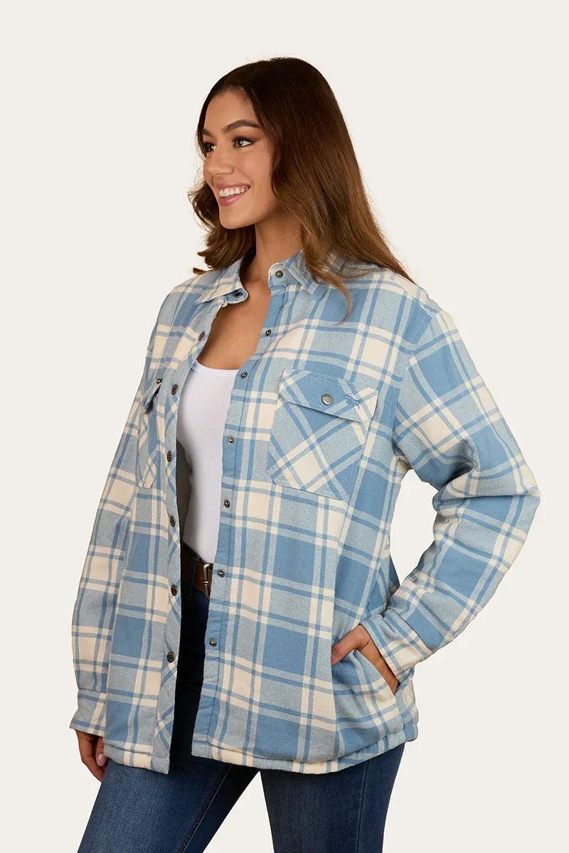 Ringers Western Sadie Womens Sherpa Flannel - Faded Denim / Off White