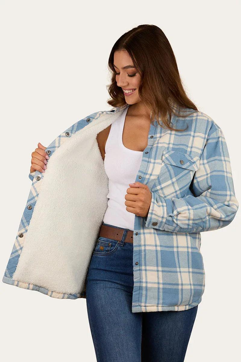 Ringers Western Sadie Womens Sherpa Flannel - Faded Denim / Off White