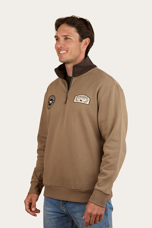 Ringers Western Lachlan Mens 1/4 Zip Crew - Mushroom