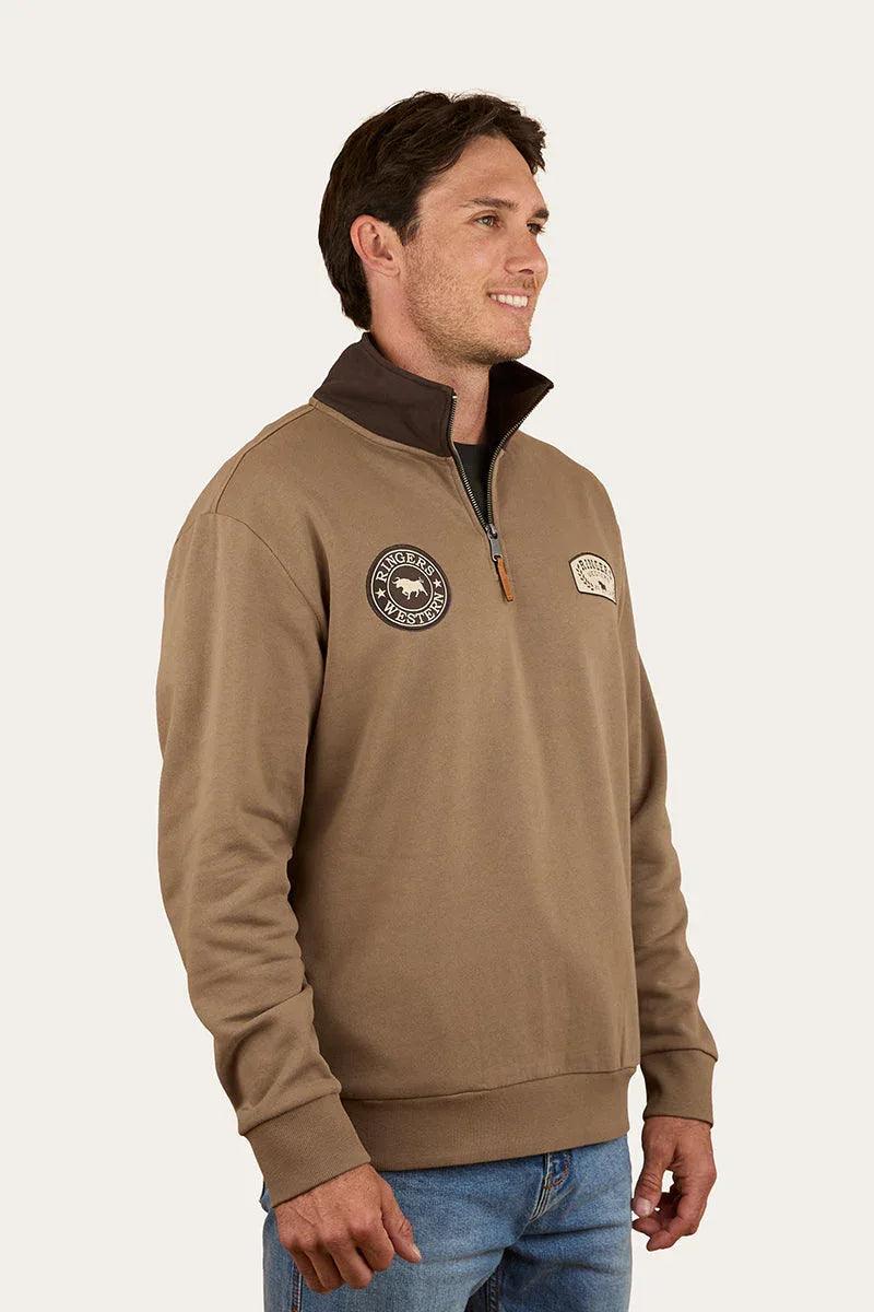 Ringers Western Lachlan Mens 1/4 Zip Crew - Mushroom
