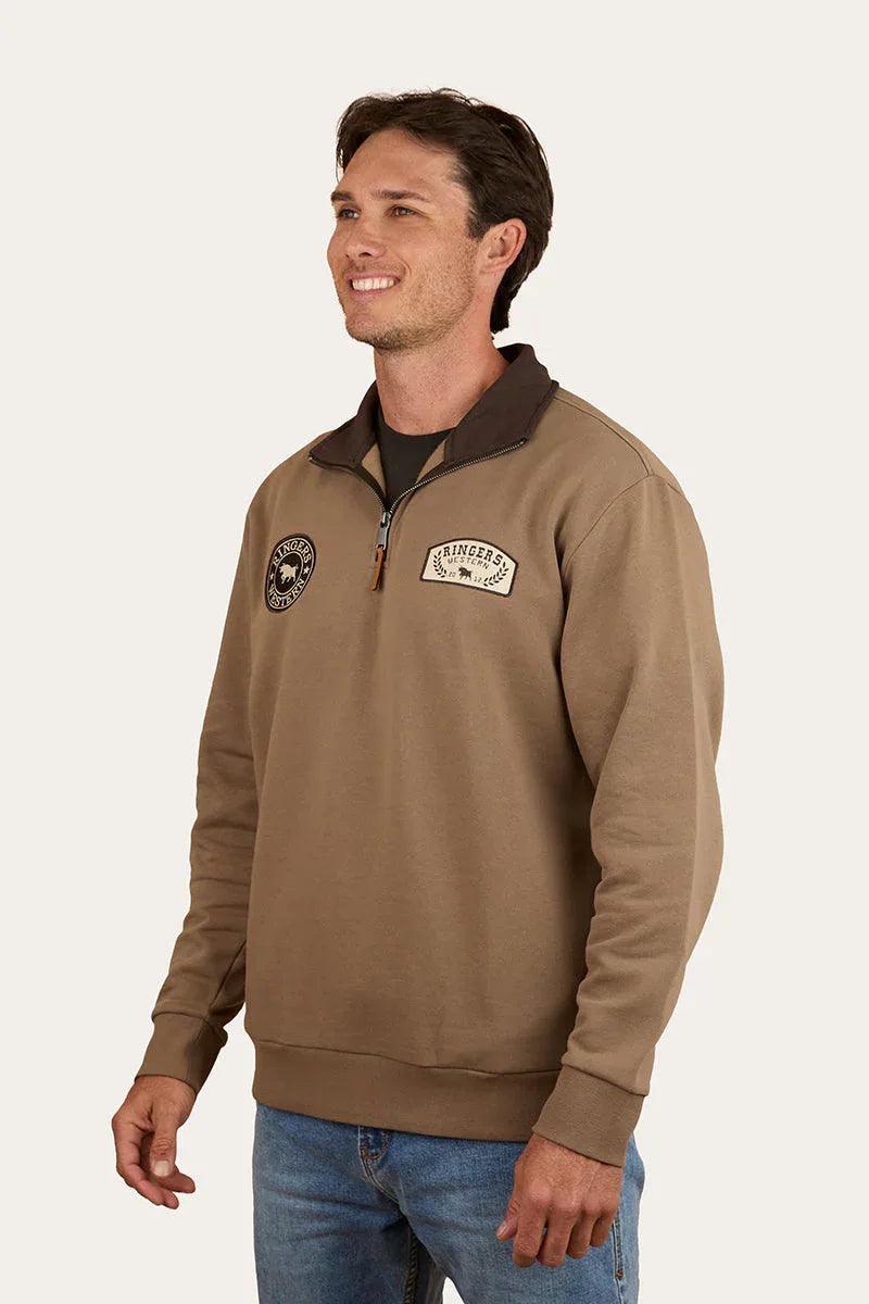 Ringers Western Lachlan Mens 1/4 Zip Crew - Mushroom