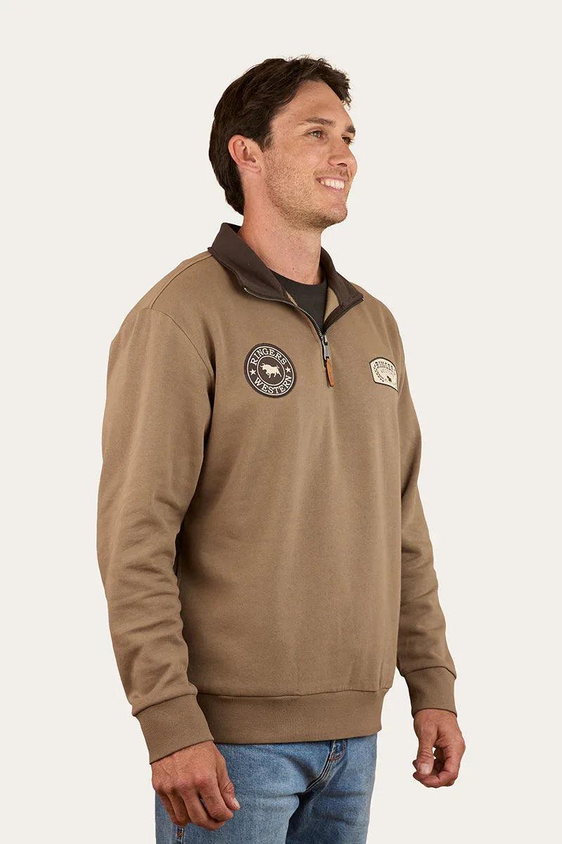 Ringers Western Lachlan Mens 1/4 Zip Crew - Mushroom