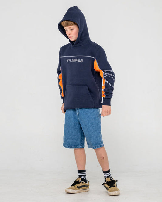 Rusty Titan Fleece Hoodie Boys - Navy Blue