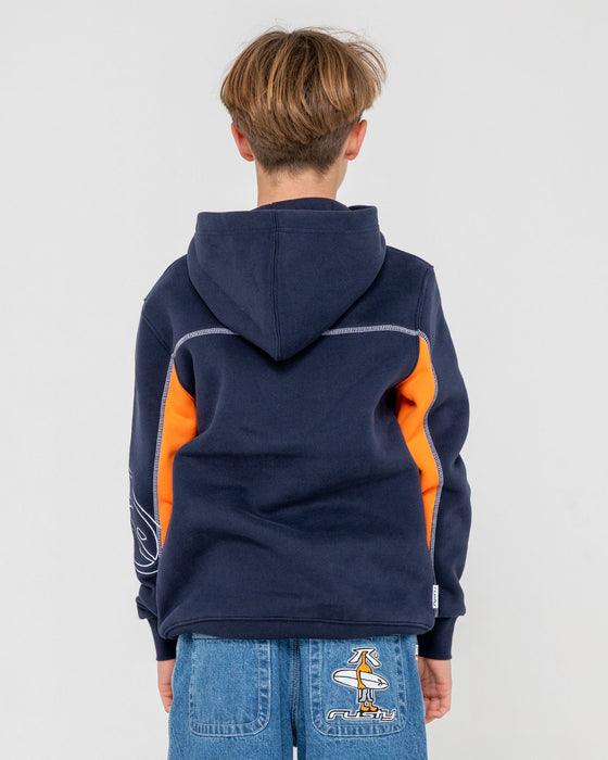 Rusty Titan Fleece Hoodie Boys - Navy Blue