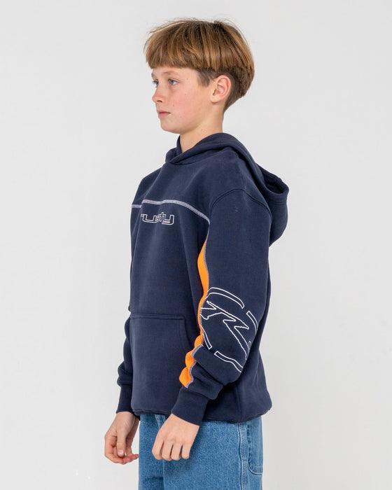 Rusty Titan Fleece Hoodie Boys - Navy Blue