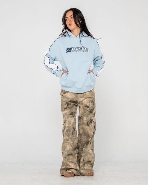 Rusty Hailstone Oversized Fleece Hoodie - Retro Blue