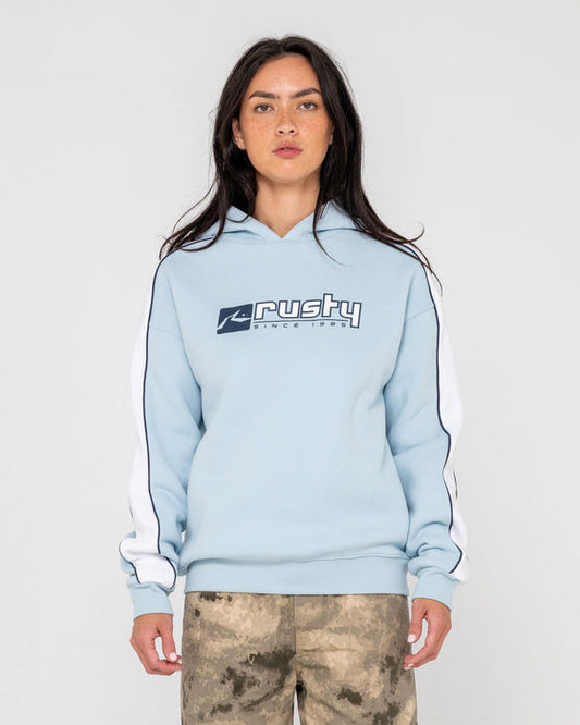 Rusty Hailstone Oversized Fleece Hoodie - Retro Blue