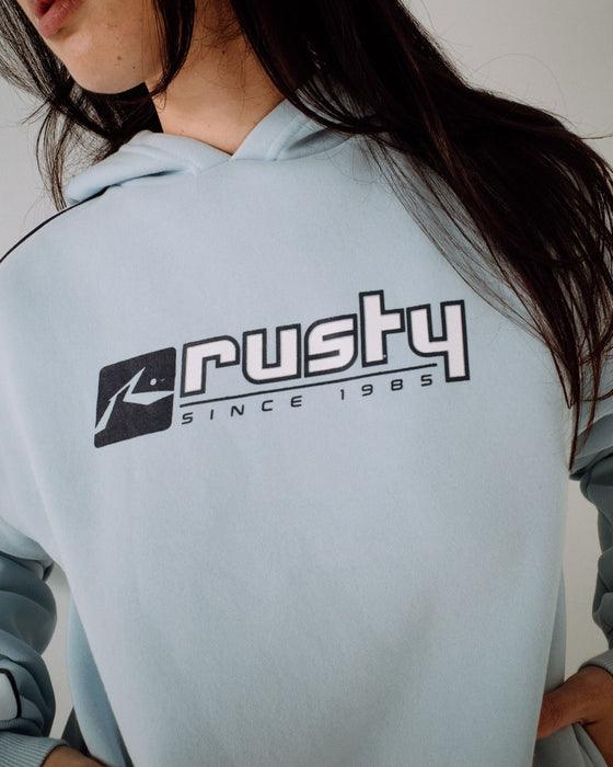 Rusty Hailstone Oversized Fleece Hoodie - Retro Blue