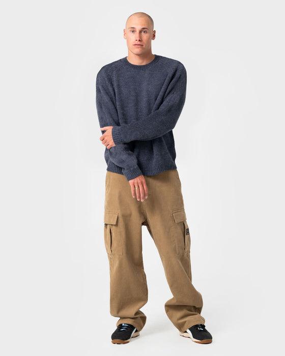 Rusty Sea Captain Boxy Knitted Crew - Navy Blue