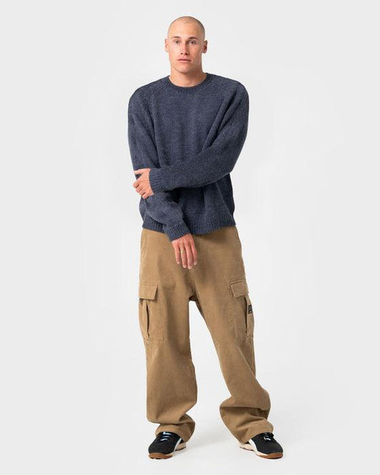 Rusty Sea Captain Boxy Knitted Crew - Navy Blue