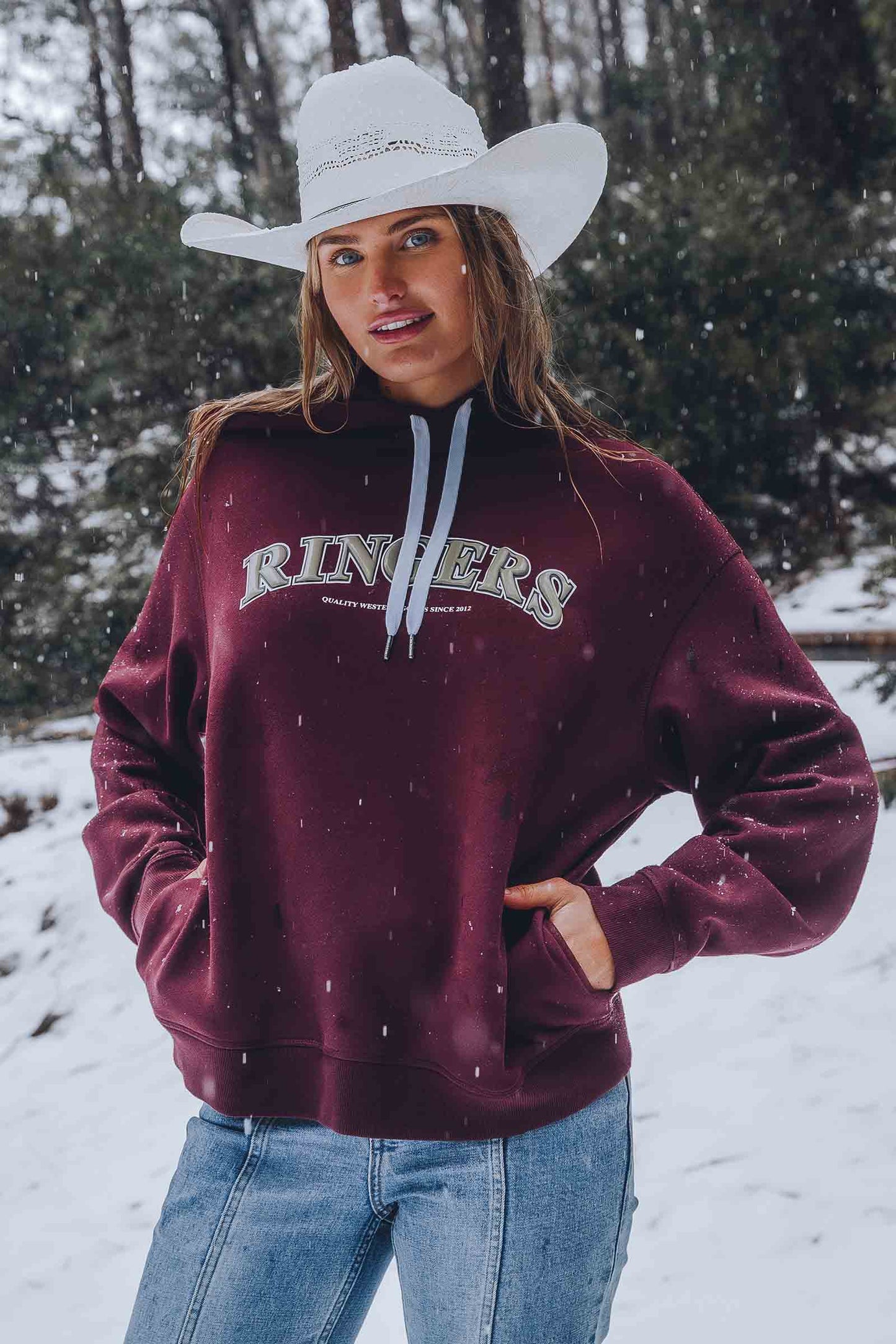 Ringers Western Varsity Womens Hoodie - Cabernet