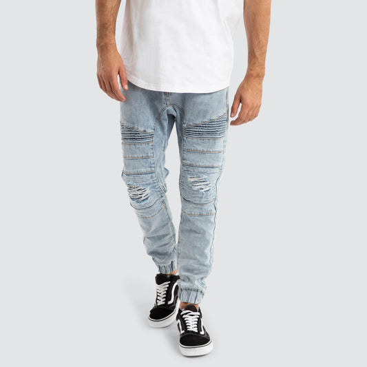 Nena And Pasadena Viper Denim Jogger - Portland Blue