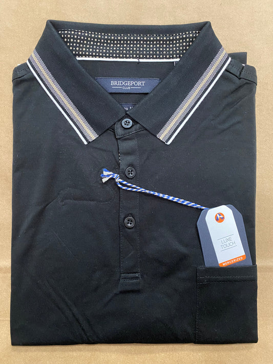 Bridgeport Luxe Touch Double Mercerized Cotton Polo B250 - Black