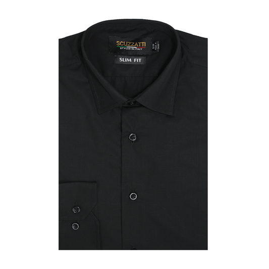 Hugo Poplin Long Sleeve Shirt  - Black
