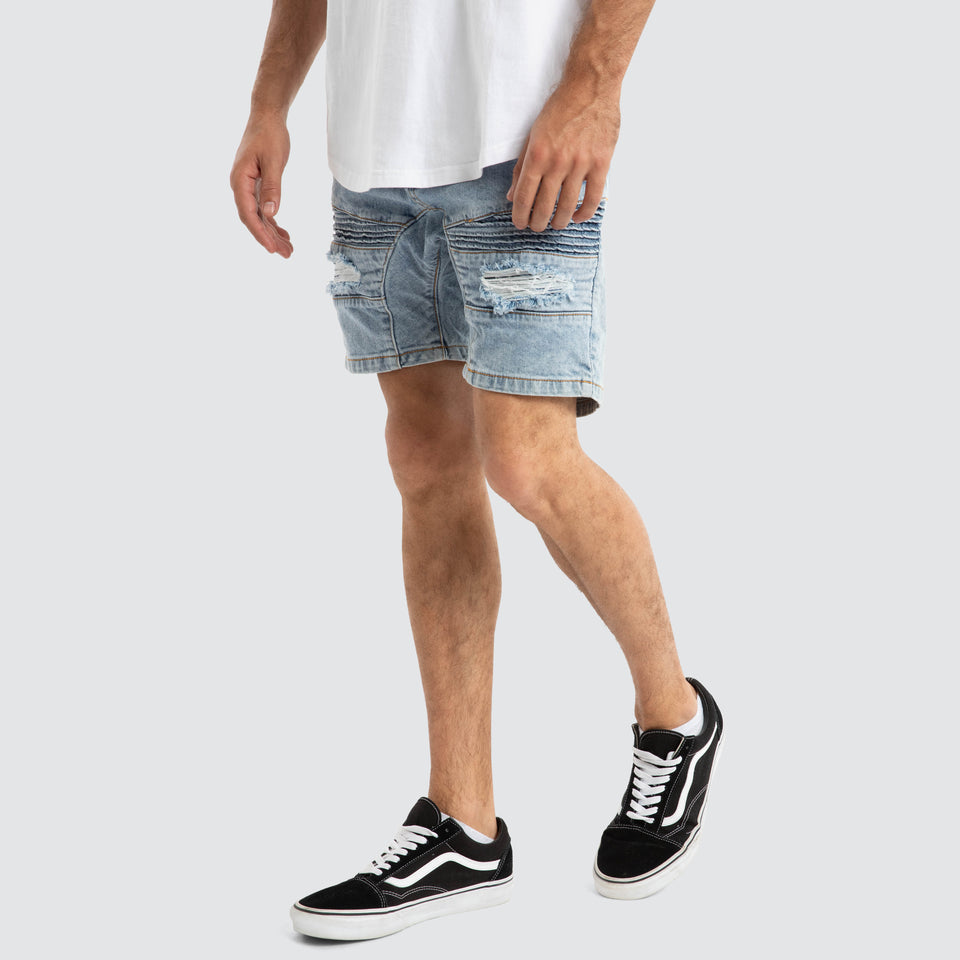 Nena And Pasadena Viper Denim Short - Portland Blue