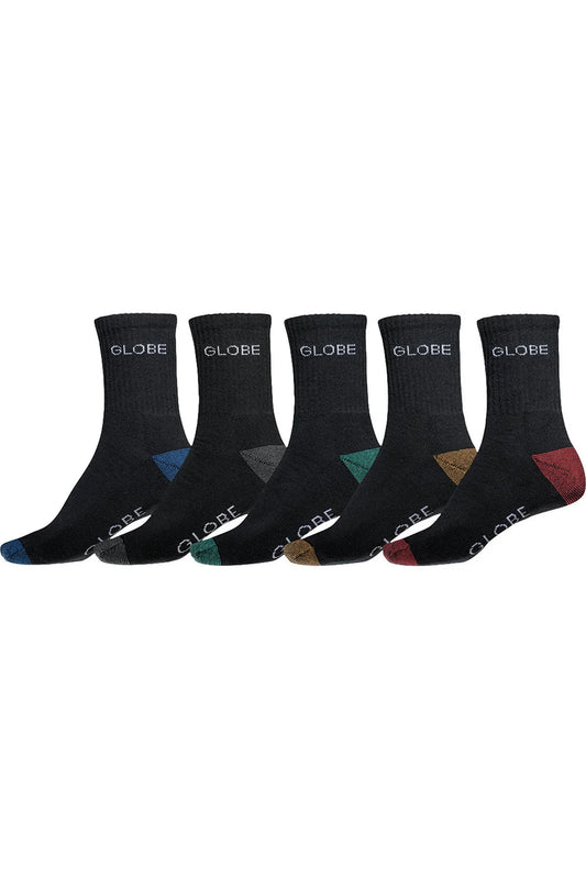 Globe Ingles Crew Sock (7-11) 5 Pack- Black
