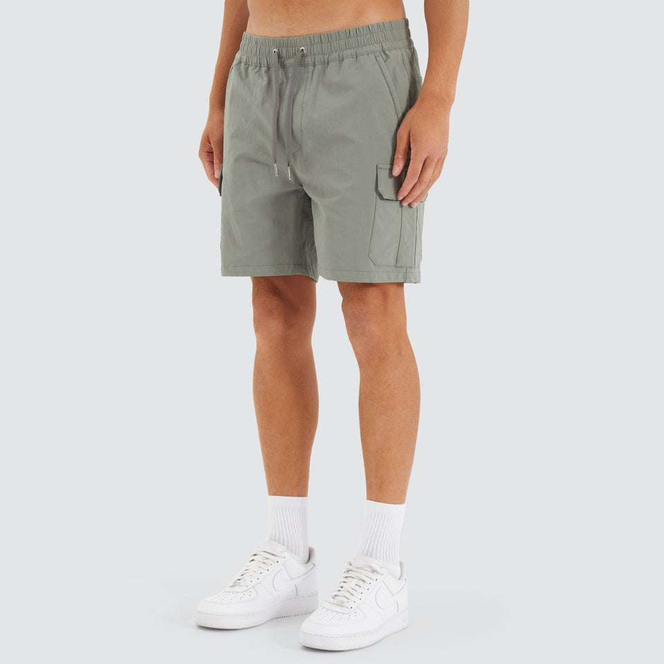 Nena And Pasadena S150 Slim Strech Cargo Short - Slate Grey
