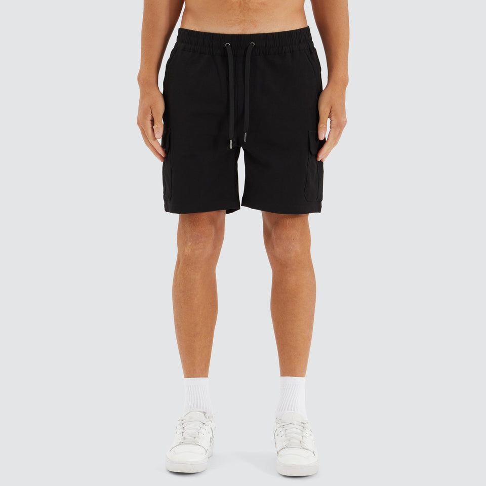 Nena And Pasadena S150 Slim Strech Cargo Short - Black