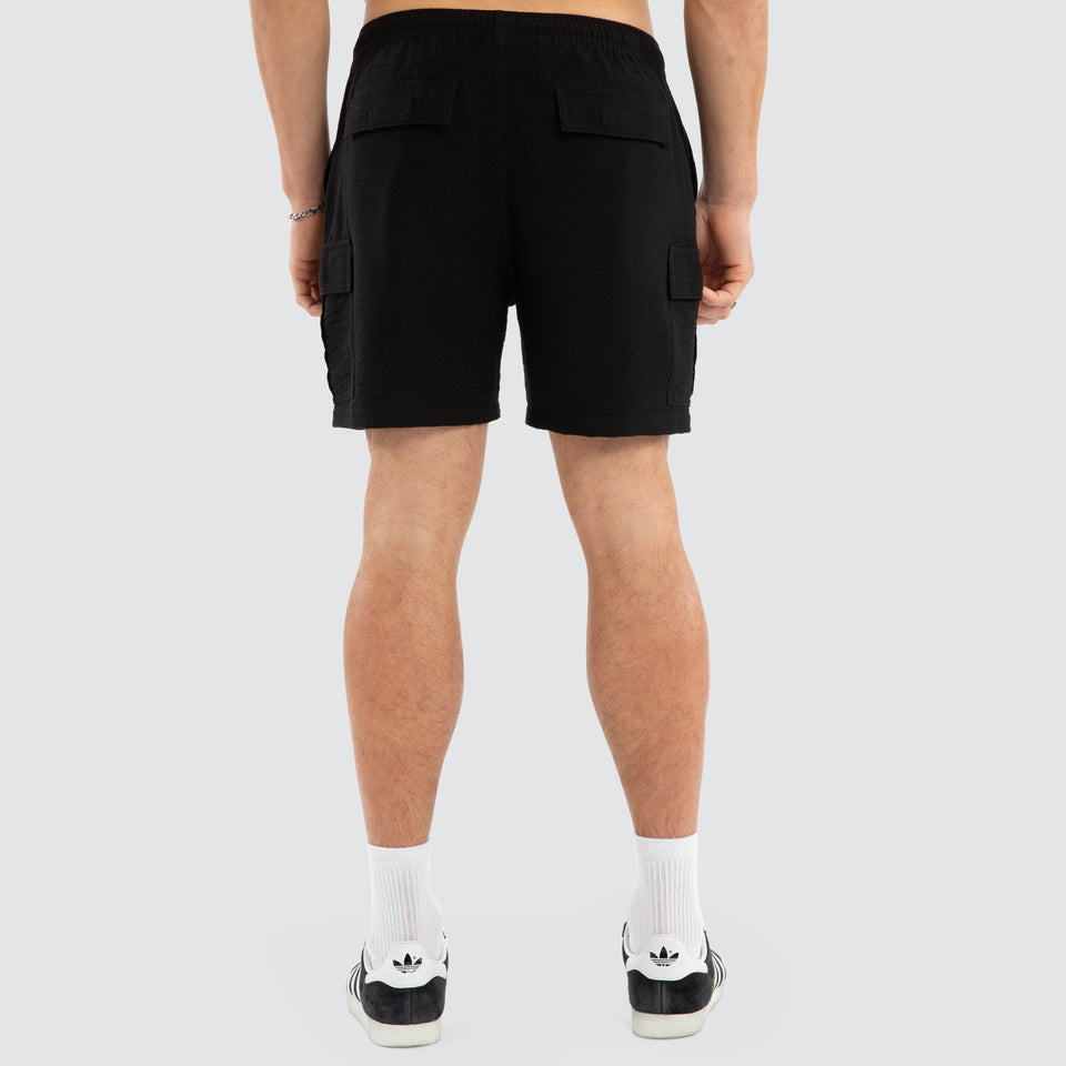 Nomadic Paradise Cabana Cargo Linen Shorts - Black
