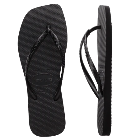 Havaianas Slim Square Toe Thongs - Black