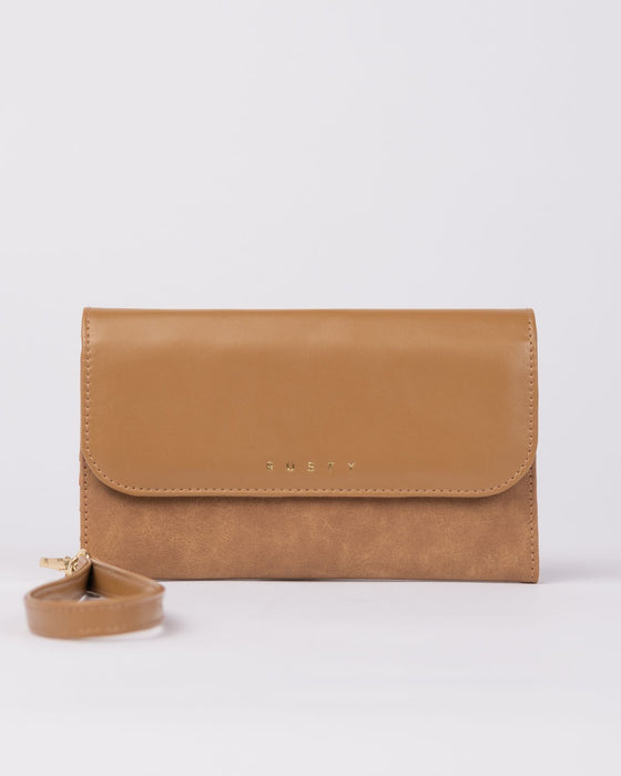 Rusty Aria Suede Travel Wallet - Tan