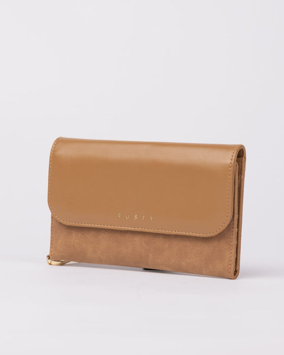Rusty Aria Suede Travel Wallet - Tan