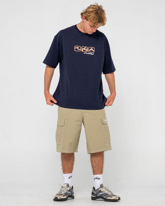 Rusty 3 Squared Short Sleeve Heavy Tee - Navy Blue
