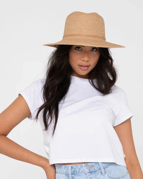 Rusty Gisele Straw Hat - Natural / Caramel - Guys & Girls Surf n Street