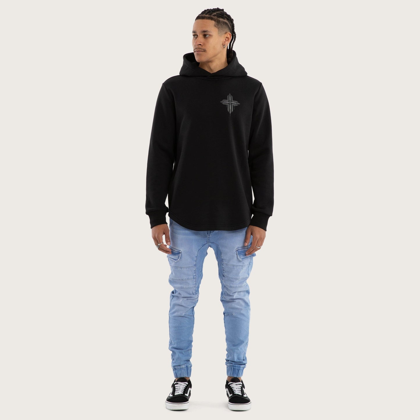 Kiss Chacey Worship Dual Curved Hoodie - Jet Black