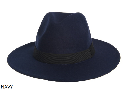 Mens Felt Fedora Hat - Navy
