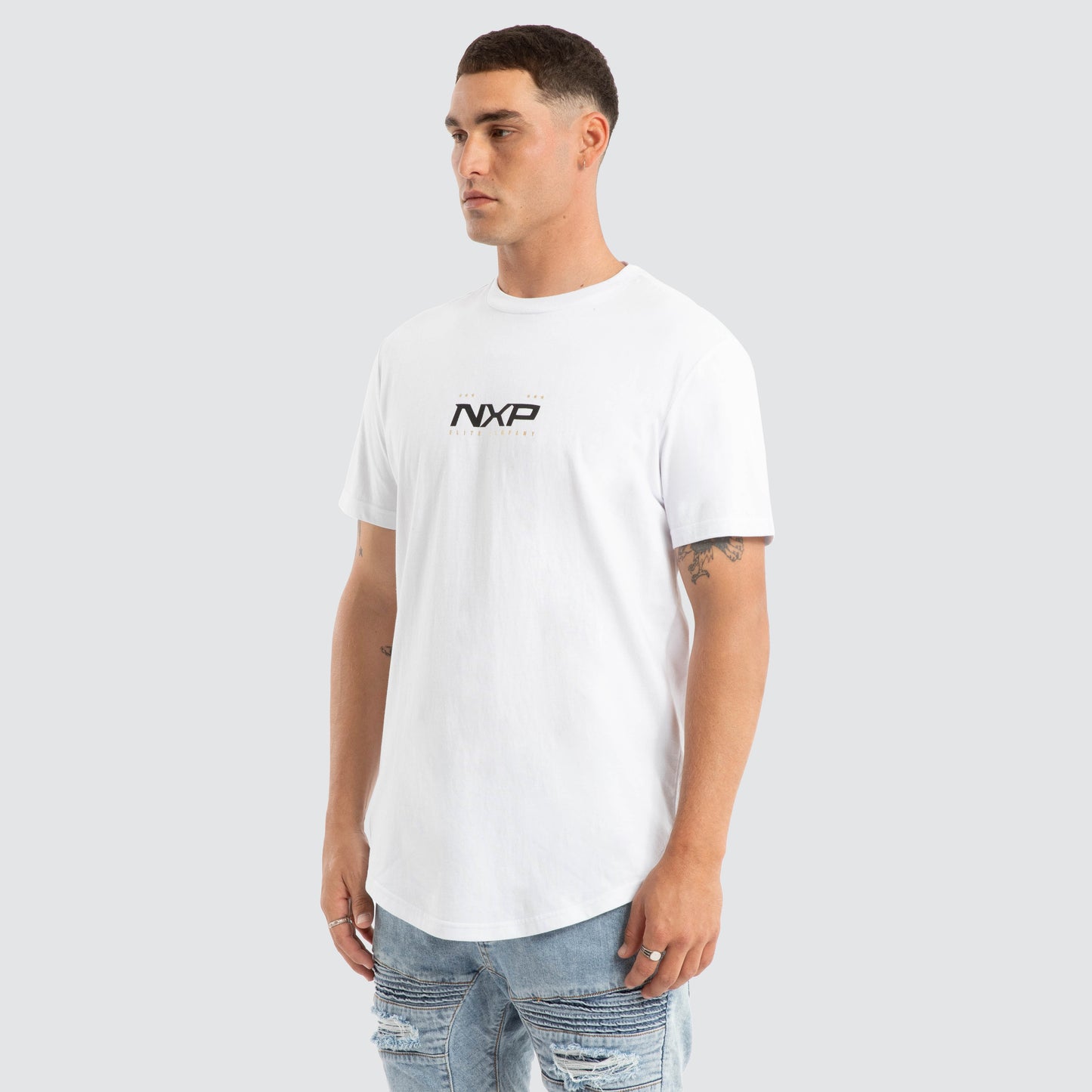 Nena And Pasadena Deliberate Dual Curved Tee - White