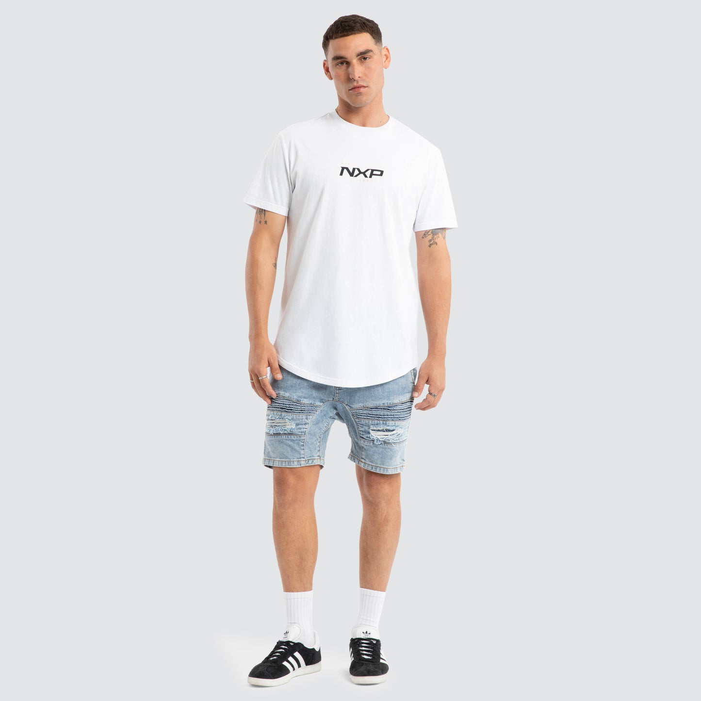 Nena And Pasadena Deliberate Dual Curved Tee - White