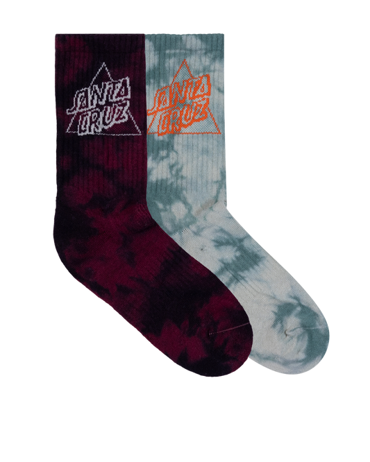 Santa Cruz Not A Dot Crew Sock 2 Pack - Maroon TieDye-Slate TieDye