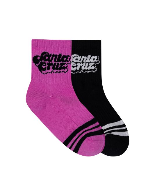 Santa Cruz Groovy Stack Mid Sock 2 Pack Girls - Black/Pink