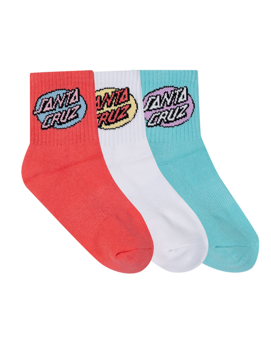 Santa Cruz Oval Dot Mid Sock 3 Pack - Rose-White-Ocean