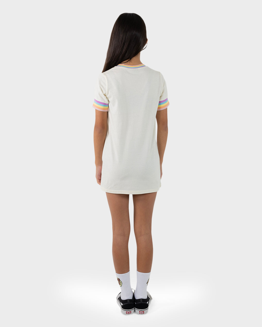 Santa Cruz Delta Strip Front SS Tee Dress - Cream