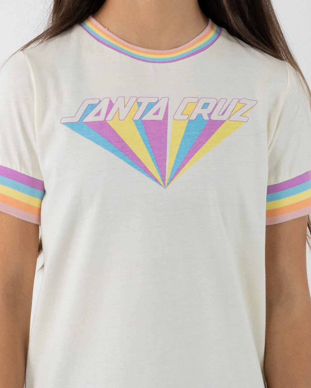 Santa Cruz Delta Strip Front SS Tee Dress - Cream