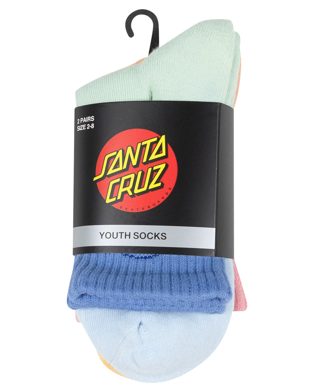 Santa Cruz Opus Dot Mid Sock - 2 PK Youth 2-8 - Blue Tie Dye/Pink Tie Dye