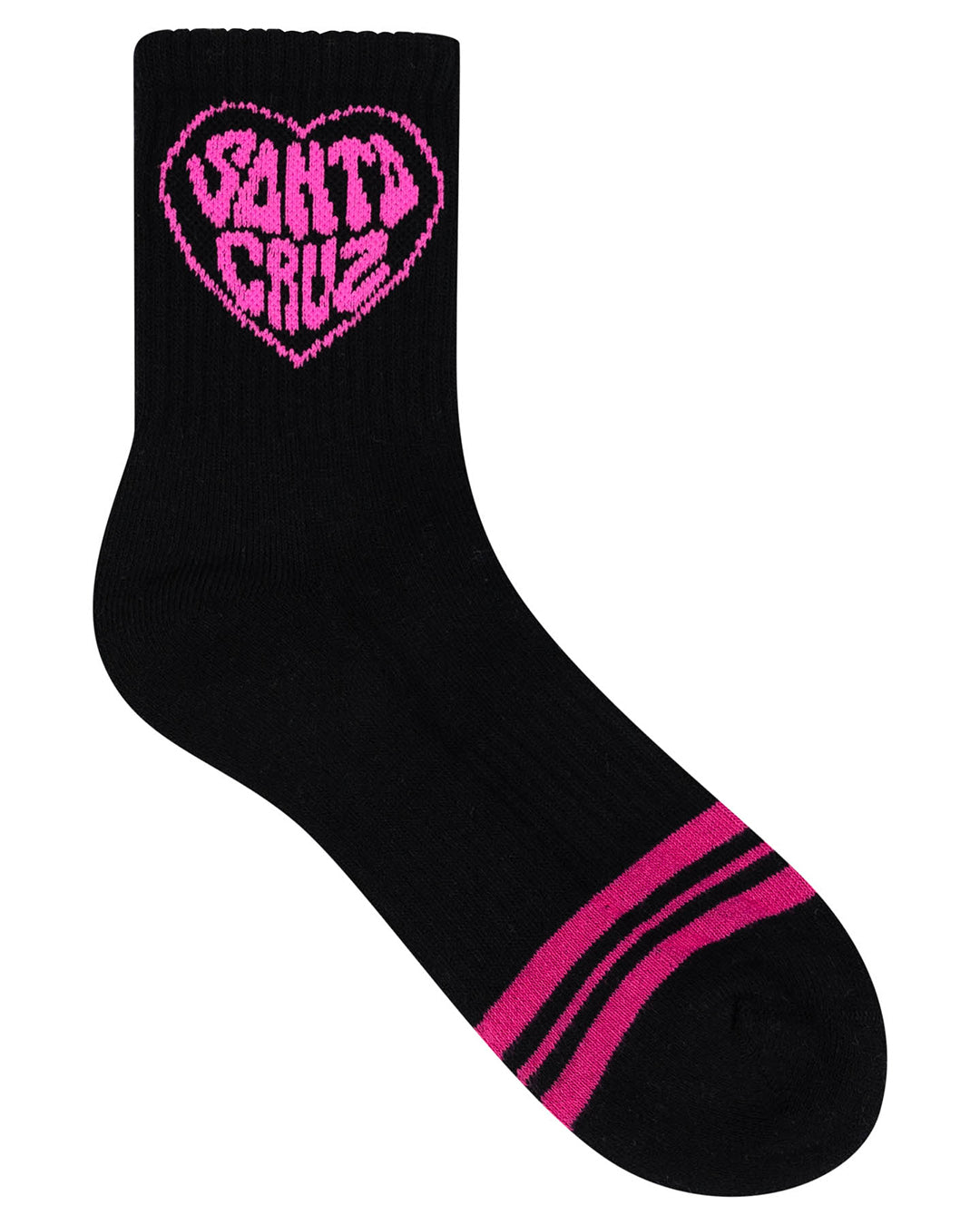 Santa Cruz Balloon Heart Mid Sock - 2 PK Youth 2-8 - Pink/Black