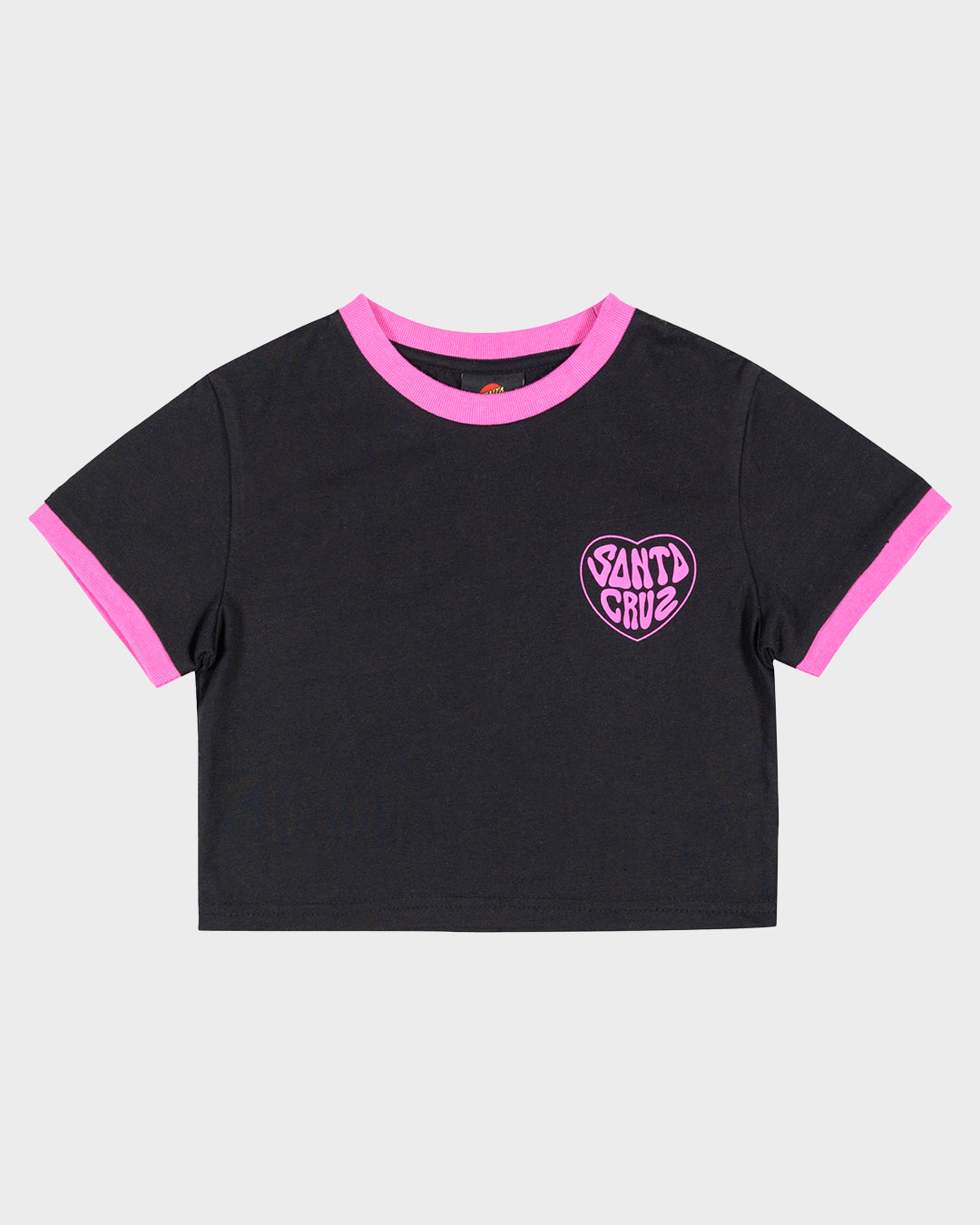 Santa Cruz Balloon Heart Chest  Baby Tee - Black/Pink