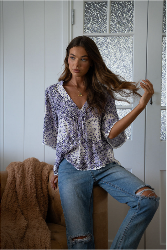 JAASE Gabriella Top - Lilac Lullaby Print
